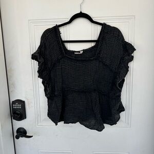 Anthropology Women's Black Ruffled Top